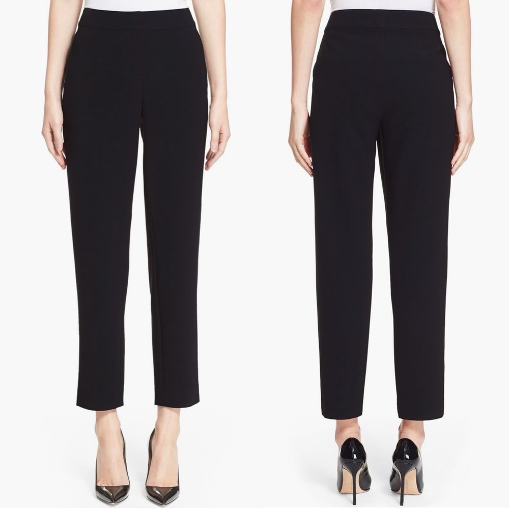 St. John Crepe Emma‎ Crop Crepe Marocain Tailored Pants Womens Size 6 Black NWOT